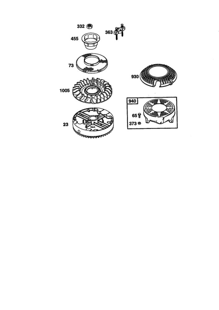 Flywheel Diagram and Parts List for 121600  Briggs and Stratton Engine